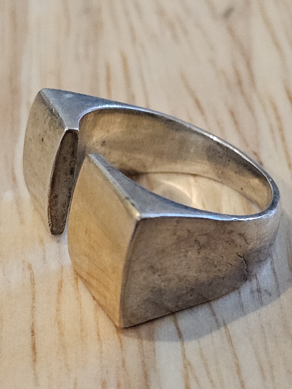 Vintage Modernist Mixed Metal Ring | Sterling Silver & Brass Geometric Open Cuff